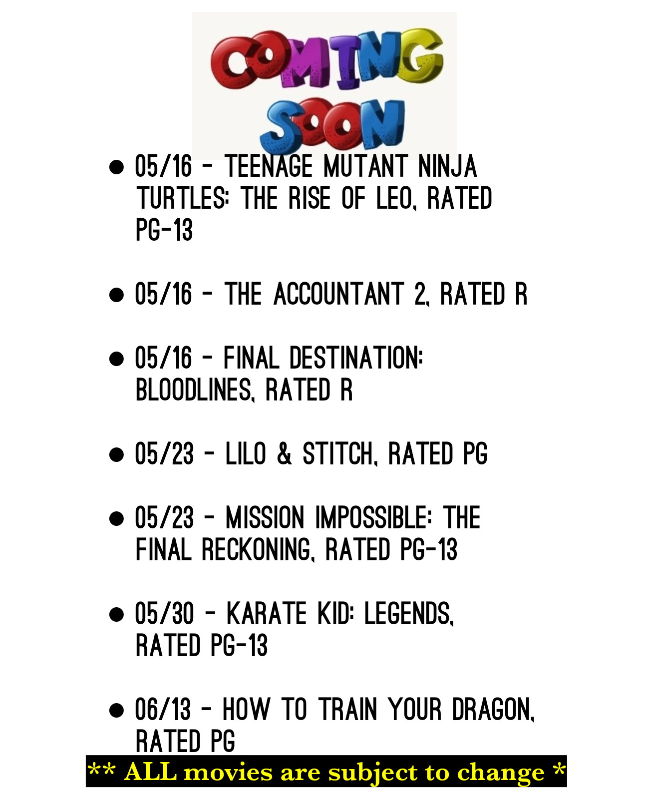 2025 May Movies